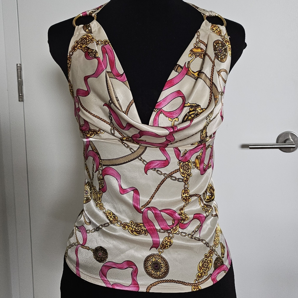 Rare Ma*rs Agejo Gyaru Chain Print Halter Top